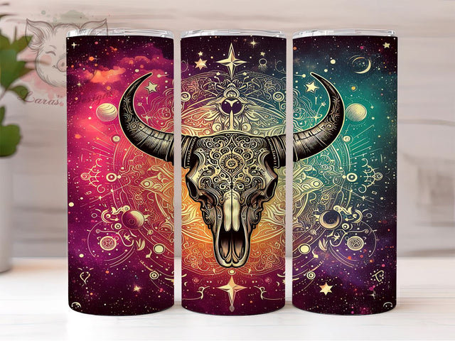 Boho Cow Skull 20oz Tumbler Png, Straight & Tapered Tumbler Png, Western Aztec Tumbler Png, Digital Download PNG Sublimation Lara' s Designs 
