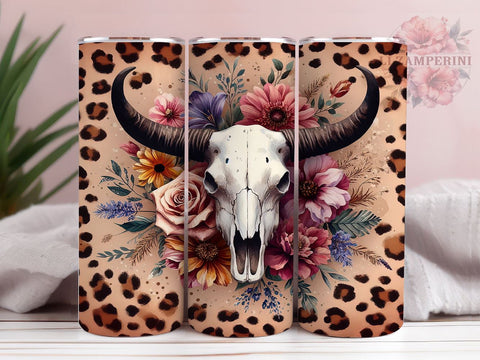Boho Cow Skull 20oz Tumbler Wrap PNG, Country Western Tumbler Png, Straight & Tapered Tumbler Wrap, Instant Digital Download Sublimation Li Zamperini 