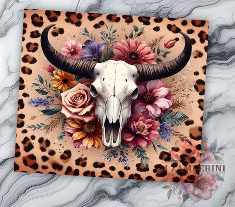 Boho Cow Skull 20oz Tumbler Wrap PNG, Country Western Tumbler Png, Straight & Tapered Tumbler Wrap, Instant Digital Download Sublimation Li Zamperini 
