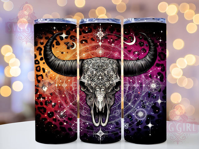 Boho Cow Skull 20oz Tumbler Wrap Sublimation Design, Straight Tapered Tumbler Wrap, Western Aztec Tumbler Png, Instant Digital Download Sublimation SvggirlplusArt 