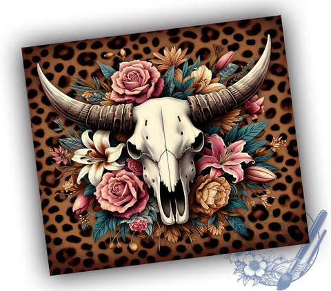 Boho Cow Skull Aztec 20oz Skinny Tumbler, Country Western Tumbler Png, Straight & Tapered Tumbler Wrap, Instant Digital Download Sublimation ToriDesigns 