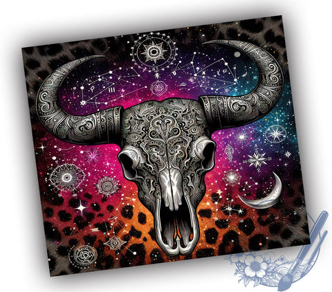 Boho Cow Skull Tumbler Design, Western Aztec Tumbler Wrap, Sublimation Design, 20oz Skinny Tumbler Wrap, Tumbler template, Digital Download Sublimation ToriDesigns 