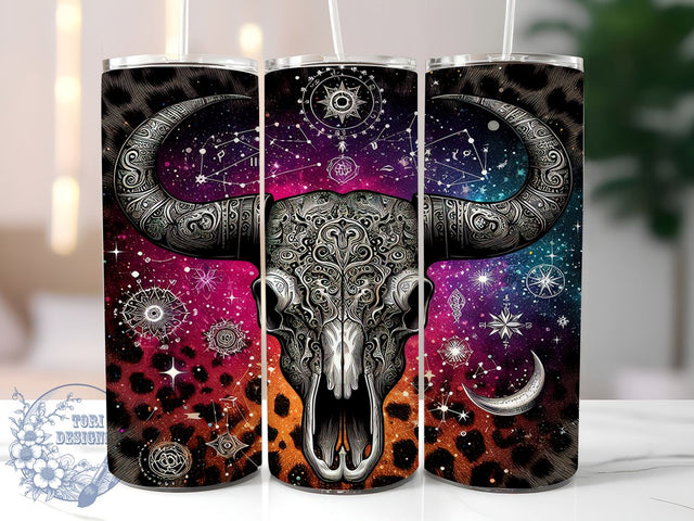 Boho Cow Skull Tumbler Design, Western Aztec Tumbler Wrap, Sublimation Design, 20oz Skinny Tumbler Wrap, Tumbler template, Digital Download Sublimation ToriDesigns 