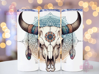 Boho Cow Skull Tumbler Wrap, 20 oz Tumbler Sublimation Designs, Country Tumbler Wrap, Western Tumbler, Cowhide PNG, Country Girl Tumbler Sublimation SvggirlplusArt 