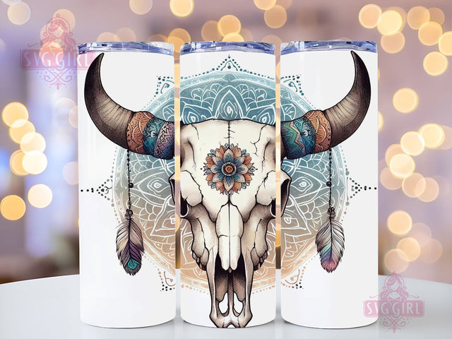 Boho Cow Skull Tumbler Wrap, 20 oz Tumbler Sublimation Designs, Country Tumbler Wrap, Western Tumbler, Cowhide PNG, Country Girl Tumbler Sublimation SvggirlplusArt 