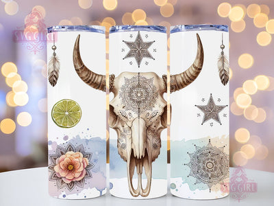 Boho Cow Skull Tumbler Wrap, 20 oz Tumbler Sublimation Designs, Country Tumbler Wrap, Western Tumbler, Cowhide PNG, Country Girl Tumbler Sublimation SvggirlplusArt 