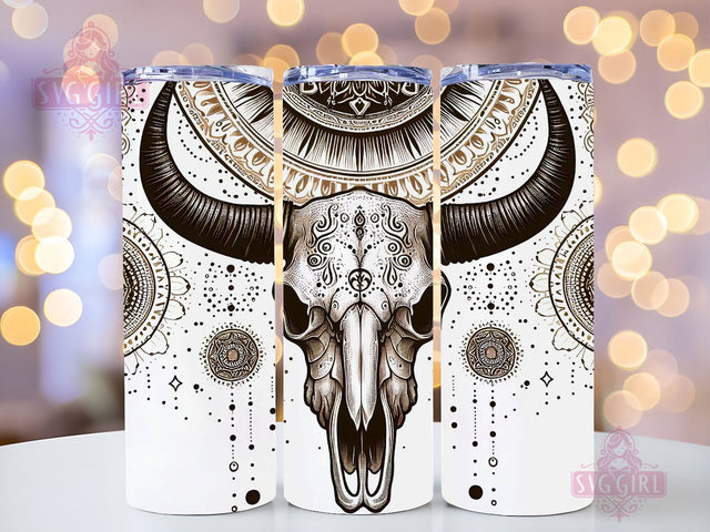 Boho Cow Skull Tumbler Wrap, 20 oz Tumbler Sublimation Designs, Country Tumbler Wrap, Western Tumbler, Cowhide PNG, Country Girl Tumbler Sublimation SvggirlplusArt 