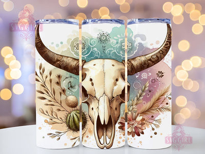 Boho Cow Skull Tumbler Wrap, 20 oz Tumbler Sublimation Designs, Country Tumbler Wrap, Western Tumbler, Cowhide PNG, Country Girl Tumbler Sublimation SvggirlplusArt 
