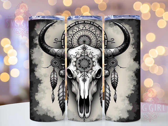 Boho Cow Skull Tumbler Wrap, Country Decor, Western Tumbler Wrap, Sublimation Design, 20oz Tumbler, Rustic Home Decor, Cowgirl Gift Sublimation SvggirlplusArt 