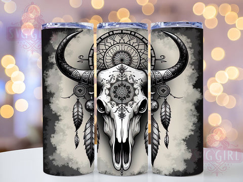Boho Cow Skull Tumbler Wrap, Country Decor, Western Tumbler Wrap, Sublimation Design, 20oz Tumbler, Rustic Home Decor, Cowgirl Gift Sublimation SvggirlplusArt 