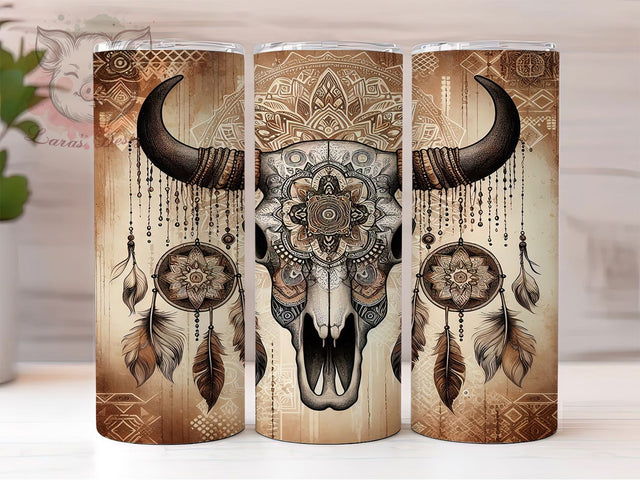 Boho Cow Skull Western Country Tumbler Wrap, 20oz Tumbler Sublimation, Rustic Southwest Design, Floral Longhorn Art, Desert Vibes Aesthetic, Rodeo Western Gift Sublimation Lara' s Designs 