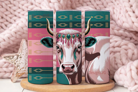 Boho Cow Tumbler Wrap 20oz Sublimation DesignSVG 