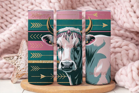 Boho Cow Tumbler Wrap 20oz Sublimation DesignSVG 