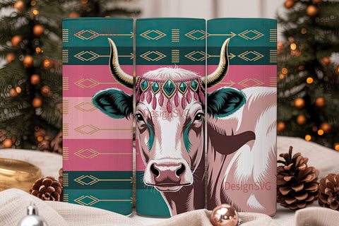 Boho Cow Tumbler Wrap 20oz Sublimation DesignSVG 