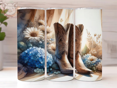 Boho Cowgirl Boots 20oz Tumbler Png, Straight & Tapered Tumbler Png, Floral Boots Tumbler Png, Digital Download PNG Sublimation Lara' s Designs 