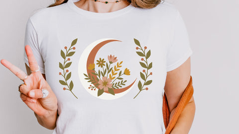 Boho Crescent Moon Floral SVG Bundle | 4 Wildflower Moon Designs | Spring Summer Wreath | Cricut Silhouette Ready SVG So Fontsy VIP Design Shop 