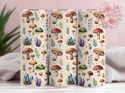 Boho Crystal Fairy Forest 20oz Tumbler, Whimsical Mushrooms, Toadstool Pattern, Honey Mushrooms, Fairy Forest, 20oz Tumbler Wrap, Sublimation PNG Sublimation Li Zamperini 
