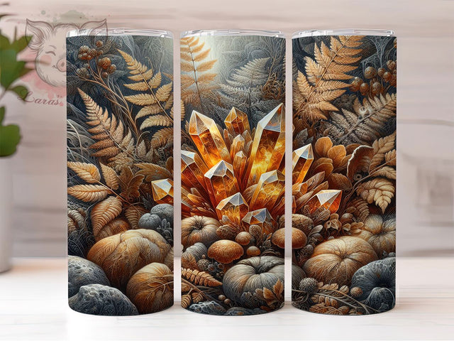 Boho Crystal Mushroom Hippie Tumbler, Seamless Mushroom, Hippie Tumbler, Psychedelic Wrap, Spiritual Design, Sublimation Cup, 20Oz Tumbler Sublimation Lara' s Designs 