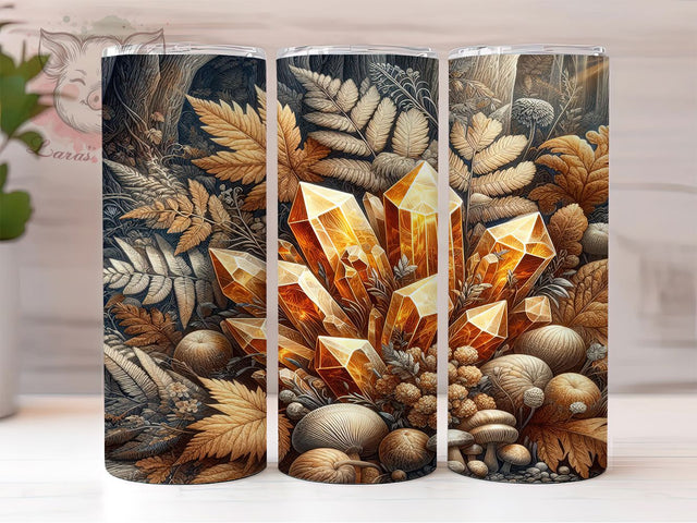 Boho Crystal Mushroom Hippie Tumbler, Seamless Mushroom, Hippie Tumbler, Psychedelic Wrap, Spiritual Design, Sublimation Cup, 20Oz Tumbler Sublimation Lara' s Designs 