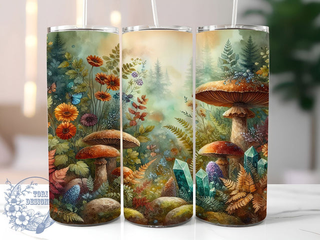 Boho Crystal Mushroom Tumbler Wrap, Mushroom Crystal Wrap, 20oz Skinny Tumbler, Boho Crystal PNG, Magical Tumbler Wrap, Witchy Vibes Tumbler, Nature Tumbler Sublimation Sublimation ToriDesigns 