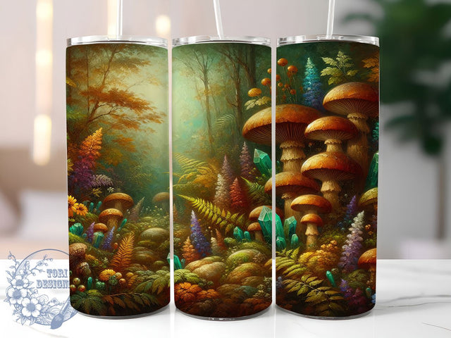 Boho Crystal Mushroom Tumbler Wrap, Mushroom Crystal Wrap, 20oz Skinny Tumbler, Boho Crystal PNG, Magical Tumbler Wrap, Witchy Vibes Tumbler, Nature Tumbler Sublimation Sublimation ToriDesigns 