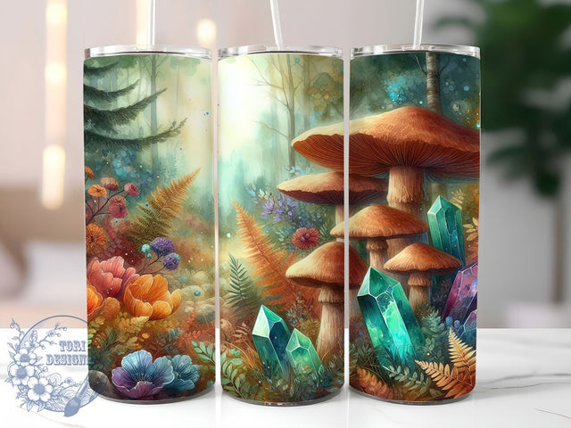 Boho Crystal Mushroom Tumbler Wrap, Mushroom Crystal Wrap, 20oz Skinny Tumbler, Boho Crystal PNG, Magical Tumbler Wrap, Witchy Vibes Tumbler, Nature Tumbler Sublimation Sublimation ToriDesigns 