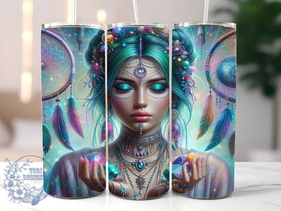 Boho Crystal Mystic Spiritual Tumbler, Bohemian Woman Cup, 20Oz Tumbler Wrap, Spiritual Crystal Drinkware, Sublimation Tumbler Design, Mystic Boho Coffee Mug, Crystal Lover Tumbler Sublimation ToriDesigns 