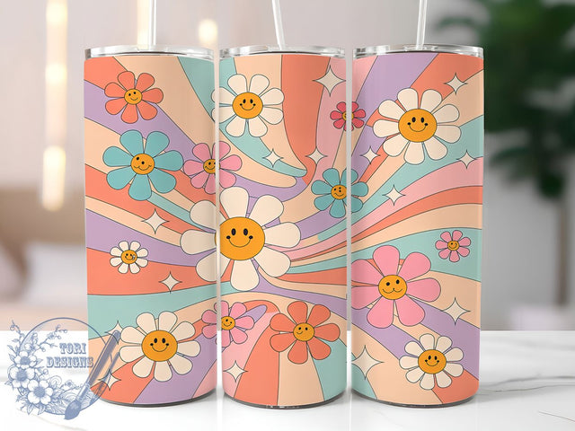Boho Daisy Groovy 20oz Tumbler Wrap, Boho Daisy Design, Groovy Tumbler, 20oz Sublimation Wrap, Retro Flower Tumbler, Bohemian Drinkware, Flower Power Cup Sublimation ToriDesigns 