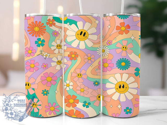 Boho Daisy Groovy 20oz Tumbler Wrap, Boho Daisy Design, Groovy Tumbler, 20oz Sublimation Wrap, Retro Flower Tumbler, Bohemian Drinkware, Flower Power Cup Sublimation ToriDesigns 