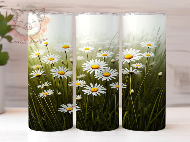 Boho Daisy Spring Flower 20oz Tumbler, Boho Floral Design, Spring Flower Tumbler, Sublimation Tumbler, 20oz Tumbler, Cheerful Drinkware, Flower Field Gift Sublimation Lara' s Designs 