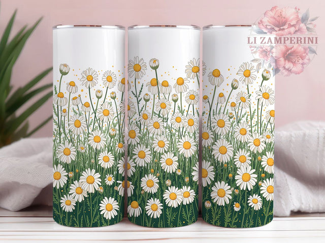 Boho Daisy Wildflower Garden Tumbler, Spring Flower Cup, Boho Floral Pattern, Garden Lover Gift, Wildflower Tumbler, Hippie Style Design, Floral Pattern Wrap Sublimation Li Zamperini 