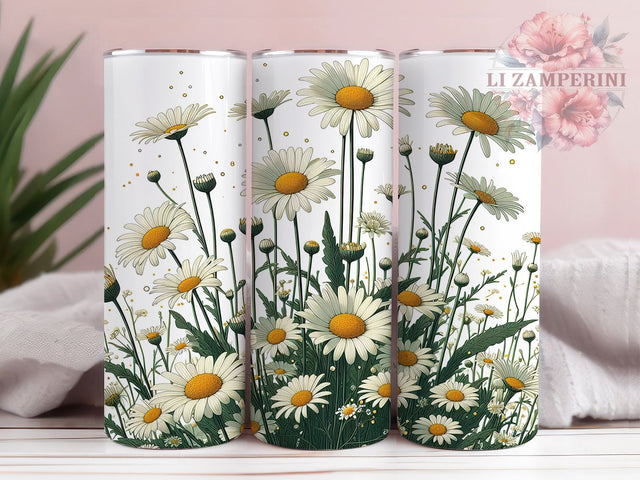 Boho Daisy Wildflower Garden Tumbler, Spring Flower Cup, Boho Floral Pattern, Garden Lover Gift, Wildflower Tumbler, Hippie Style Design, Floral Pattern Wrap Sublimation Li Zamperini 