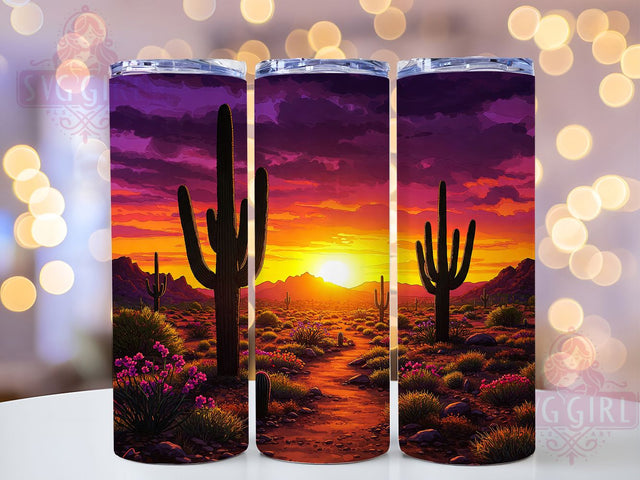 Boho Desert Cactus 20oz Tumbler Wrap, Southwest Landscape Mug, Earthy Tones Cup, Cactus Sunset Wrap, Minimalist Nature Design, Aesthetic Western Gift, Sublimation Tumbler Wrap Sublimation SvggirlplusArt 