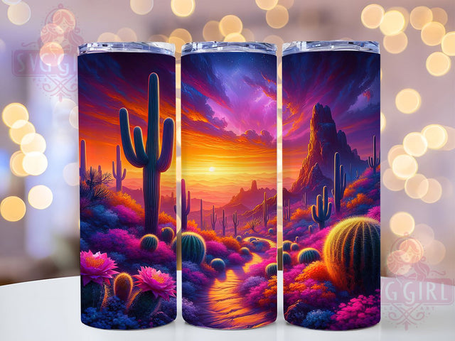 Boho Desert Cactus 20oz Tumbler Wrap, Southwest Landscape Mug, Earthy Tones Cup, Cactus Sunset Wrap, Minimalist Nature Design, Aesthetic Western Gift, Sublimation Tumbler Wrap Sublimation SvggirlplusArt 
