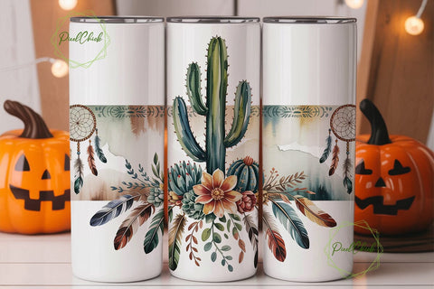 Boho Desert Cactus Dreamcatcher Tumbler Sublimation PixelChick 