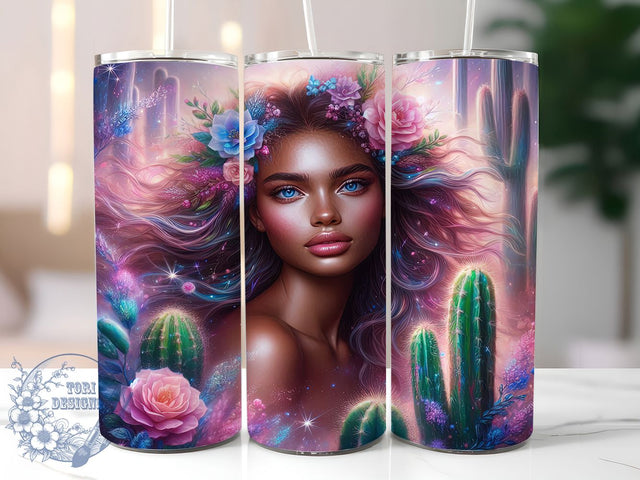 Boho Desert Cactus Woman Tumbler, Western Tumbler Design, 20Oz Sublimation, Desert Woman Art, Boho Cactus Printable, Southwestern Tumbler Wrap, Desert Theme Design Sublimation ToriDesigns 