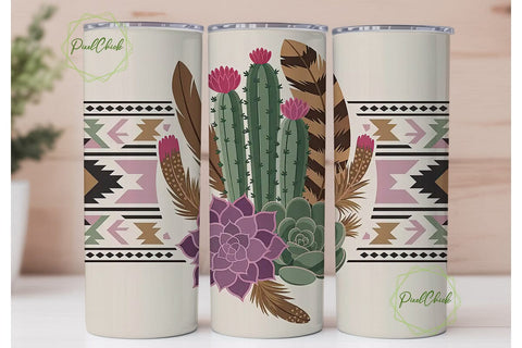 Boho Desert Floral 20oz Tumbler Wrap Sublimation PixelChick 