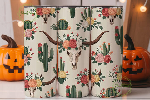 Boho Desert Floral Skull 20oz Tumble Sublimation PixelChick 