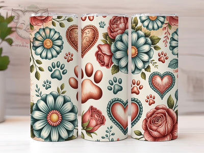 Boho Dog Lover Paw Prints Tumbler, Boho Tumbler Wrap, Paw Prints Tumbler Design, 20oz Dog Tumbler, Pet Lover Tumbler, Boho Sublimation Design, Animal Lover Tumbler Sublimation Lara' s Designs 