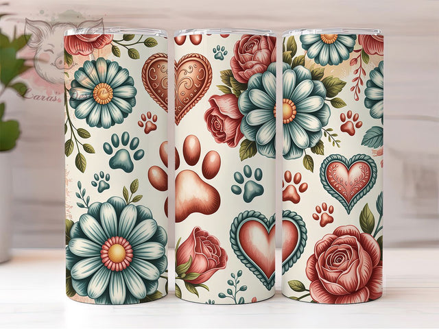 Boho Dog Lover Paw Prints Tumbler, Boho Tumbler Wrap, Paw Prints Tumbler Design, 20oz Dog Tumbler, Pet Lover Tumbler, Boho Sublimation Design, Animal Lover Tumbler Sublimation Lara' s Designs 