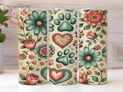 Boho Dog Lover Paw Prints Tumbler, Boho Tumbler Wrap, Paw Prints Tumbler Design, 20oz Dog Tumbler, Pet Lover Tumbler, Boho Sublimation Design, Animal Lover Tumbler Sublimation Lara' s Designs 
