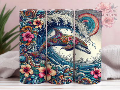 Boho Dolphin Ocean Beach Tumbler, Ocean Boho Tumbler, 20oz Tumbler Wrap, Boho Tumbler Design, Sea Life Tumbler, Beach Dolphin Tumbler, Marine Life Tumbler Sublimation Li Zamperini 