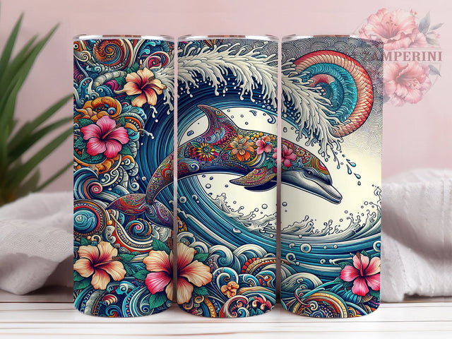 Boho Dolphin Ocean Beach Tumbler, Ocean Boho Tumbler, 20oz Tumbler Wrap, Boho Tumbler Design, Sea Life Tumbler, Beach Dolphin Tumbler, Marine Life Tumbler Sublimation Li Zamperini 