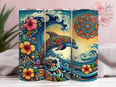 Boho Dolphin Ocean Beach Tumbler, Ocean Boho Tumbler, 20oz Tumbler Wrap, Boho Tumbler Design, Sea Life Tumbler, Beach Dolphin Tumbler, Marine Life Tumbler Sublimation Li Zamperini 
