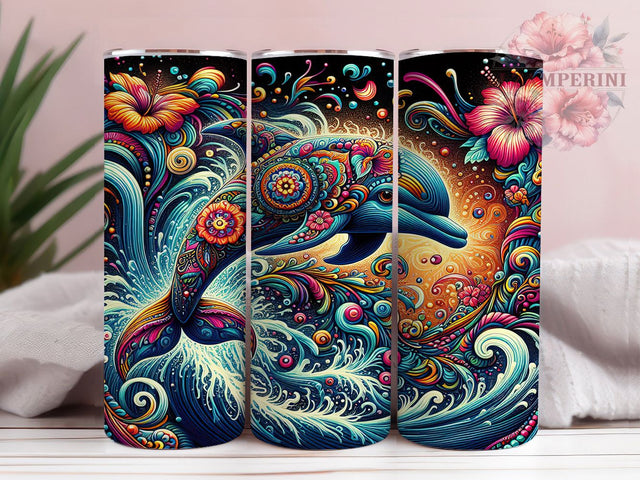 Boho Dolphin Ocean Beach Tumbler, Ocean Boho Tumbler, 20oz Tumbler Wrap, Boho Tumbler Design, Sea Life Tumbler, Beach Dolphin Tumbler, Marine Life Tumbler Sublimation Li Zamperini 