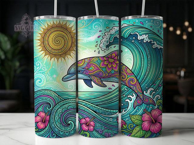 Boho Dolphin Paisley 20oz Tumbler, Boho Dolphin, Dolphin Paisley, Paisley Tumbler, 20oz Tumbler, Boho Tumbler, Dolphin Tumbler, Tumbler Wrap Sublimation SvggirlplusArt 