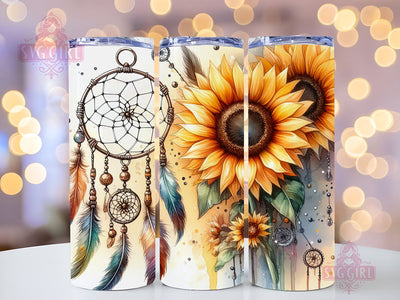 Boho Dream Catcher 20oz Tumbler Wrap Sublimation Design, Straight Tapered Tumbler Wrap, Sunflower Dream Catcher Tumbler Png, Instant Digital Download Sublimation SvggirlplusArt 