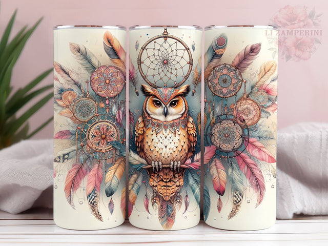 Boho Dream Catcher With Owl 20oz Tumbler Wrap PNG, Boho Owl Tumber Png, Straight & Tapered Tumbler Wrap, Instant Digital Download Sublimation Li Zamperini 