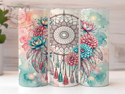Boho Dreamcatcher Bloom 20oz Tumbler, Dreamcatcher Motif, Boho Art Design, Floral Bloom Theme, Ethereal Accent, Whimsical Charm, Sublimation Wrap, 20oz Tumbler Sublimation Lara' s Designs 