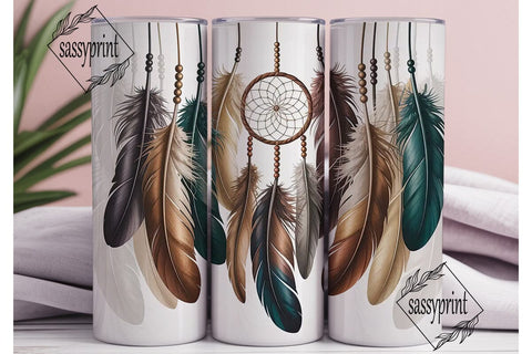 Boho Dreamcatcher Feather 20oz Tumbler Sublimation sassyprint 